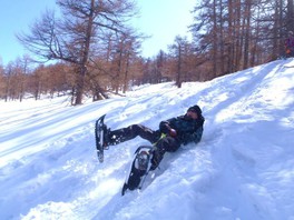 スノーシュー・ソリ遊び 体験ツアー「フォレスト・スライダー」 あさま軽井沢 スノースライディング