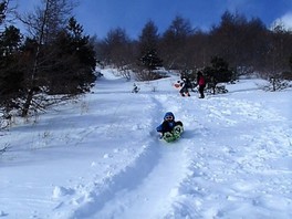 スノーシュー雪遊びツアー 「マウンテン・スライダー」 浅間軽井沢 スノースライディング