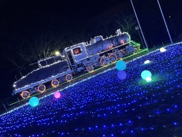 希少な機関車もイルミネーションで彩られる