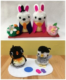 ポンポンでかわいい「おひなさま」・「ペンギン親子」づくり
