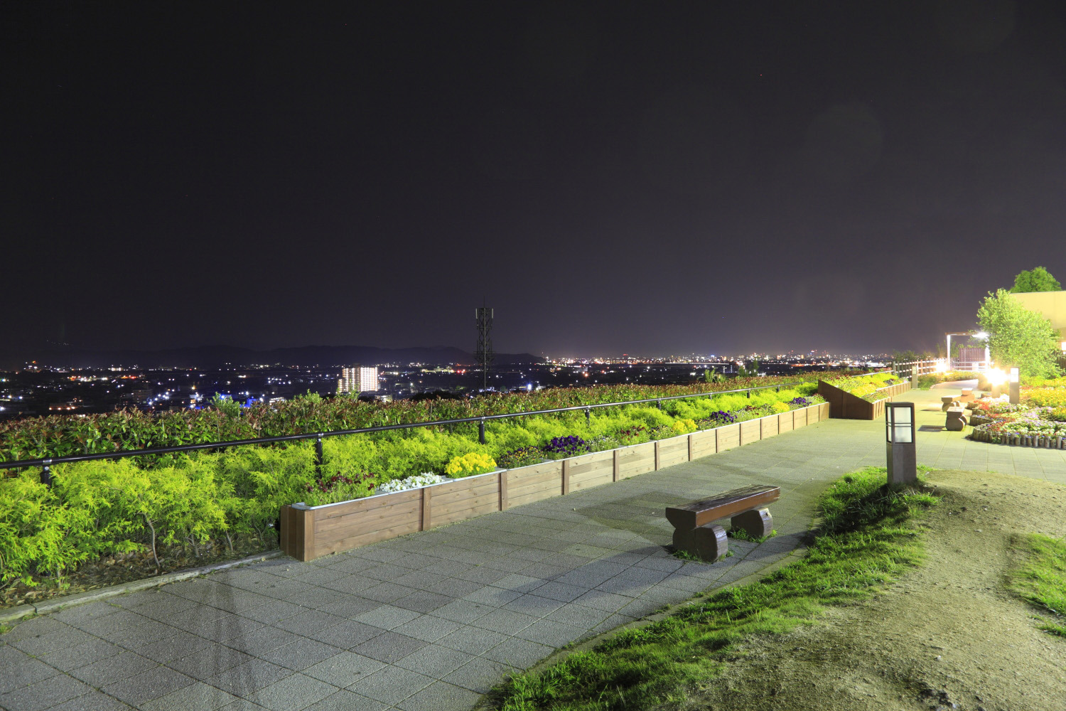 森の庭から眺めた和歌山市内の夜景