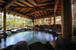 日本庭園に囲まれた、ら・ふらんすの湯の露天風呂