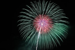 甘楽の夜空に大きな花火が打ち上がる