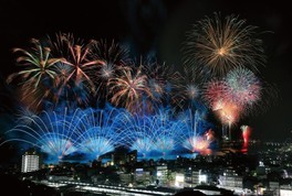 色鮮やかな花火が夜空に輝く
