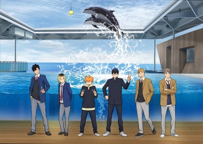 イルカスタジアムを背景にしたイベント限定の描きおろしビジュアルを使用した装飾