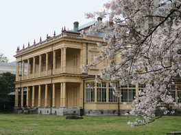 桜の花が彩を添える旧岩崎邸庭園
