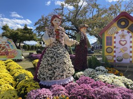 童話にまつわる場面を菊人形で再現