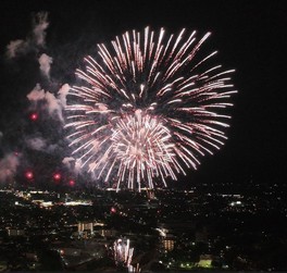 個性豊かな花火の数々が会場を盛り上げる