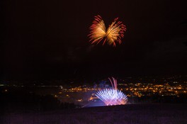 花火の爆発音が花畑の斜面を反響し迫力満点の花火を楽しめる