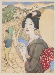《長崎十二景 眼鏡橋》 1920年 福田美術館蔵(旧河村コレクション)