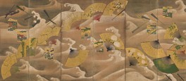 「扇面流図屏風」宗達派、江戸時代・17 世紀(右隻)