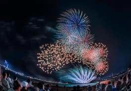 海岸からでも、山の上からでも眺められるので、花火と一緒に夜景を楽しめる