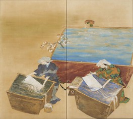 冨田溪仙《紙漉き》昭和3(1928)年 東京国立近代美術館蔵(右)