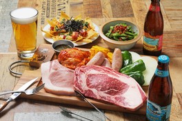 黒毛和牛リブロース＆熟成骨付きポークリブ付きのプレミアムBBQプラン