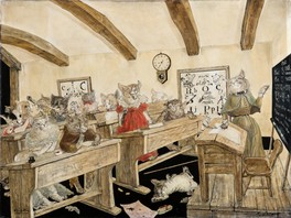 藤田嗣治　《猫の教室》　1949年
