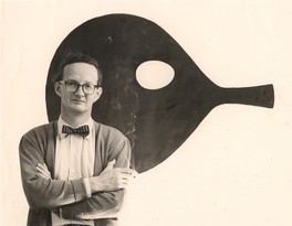 「H55」展のため告知をするスティグ・リンドベリ　1955年