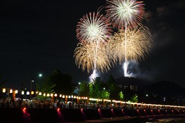 祭りのフィナーレを飾る打上花火
