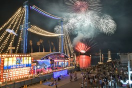 港のにぎわいと花火が織りなす華やかな夜