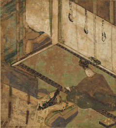 「源氏物語小色紙宿木」 紙本着色、軸装(一幅) 平安時代、12世紀