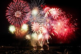次々と打ち上げられる煌びやかな花火が夜空を彩る