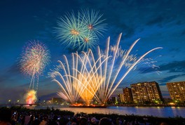 新潟まつりの特徴である「まちなか花火」を楽しめる