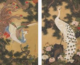 伊藤若冲「孔雀鳳凰図」(部分) 江戸時代 宝暦5年(1755年)ごろ　 重要美術品