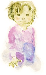 いわさきちひろ 立てひざの少年 1970年