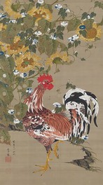国宝『動植綵絵』のうち「向日葵雄鶏図」伊藤若冲　江戸時代(18世紀)