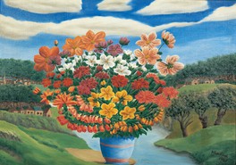 アンドレ・ボーシャン《川辺の花瓶の花》1946年 個人蔵（ギャルリーためなが協力）