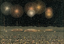 《長岡の花火》1950年、貼絵、530×750mm