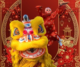 正月や中秋祭など、めでたい祝宴で演じられるベトナムの獅子舞