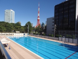 東京タワーを見ながら楽しめるプールだ