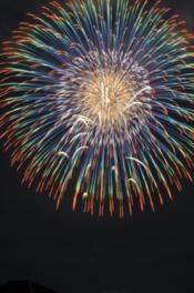 尺玉やスターマインなどが夜空に打ちあがる