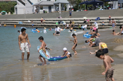 透き通った海水が波穏やかに広がっている海岸