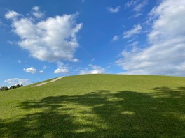 芝生で覆われた小高い丘が特徴