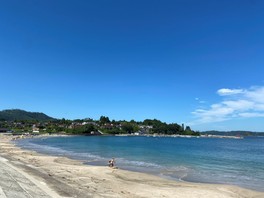 白砂の浜周辺には豊かな緑が広がっている