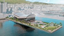 スタンド屋根を緑化したビュースポットで、神戸ならではの景観を楽しむ